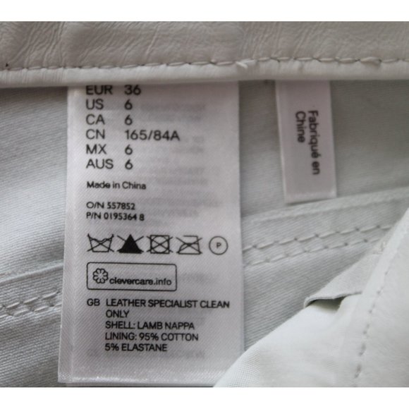 Isabel Marant for H&M Lace Up Leather Pants 26" / Size 6 / White Cigarette Fit - Picture 8 of 8